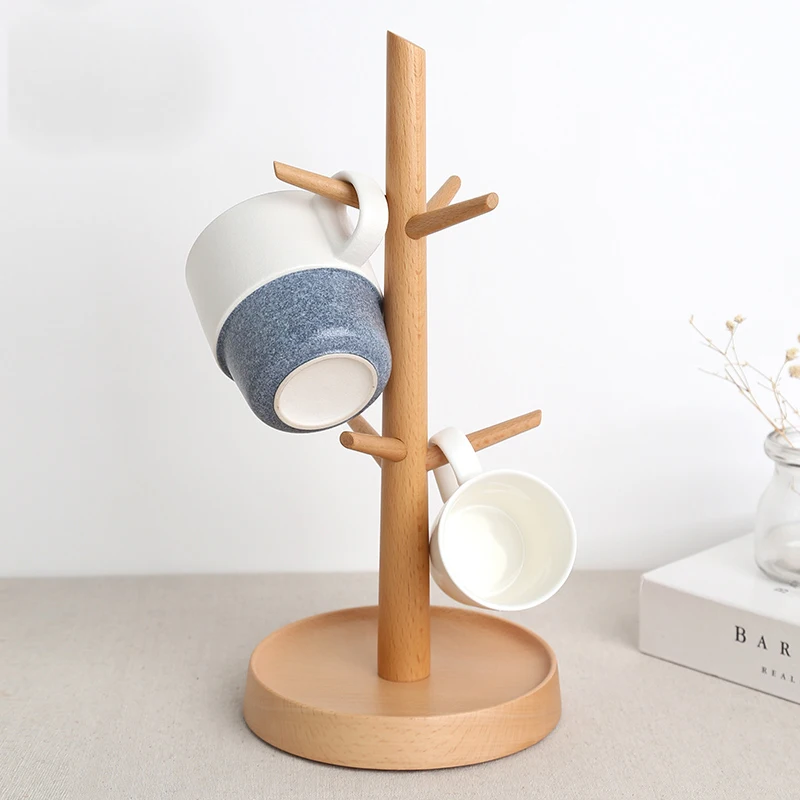 

Stylish Wooden Tree Shape Cup Holder, Creative Household Desktop Mugs Storage Rack, Table Organizer