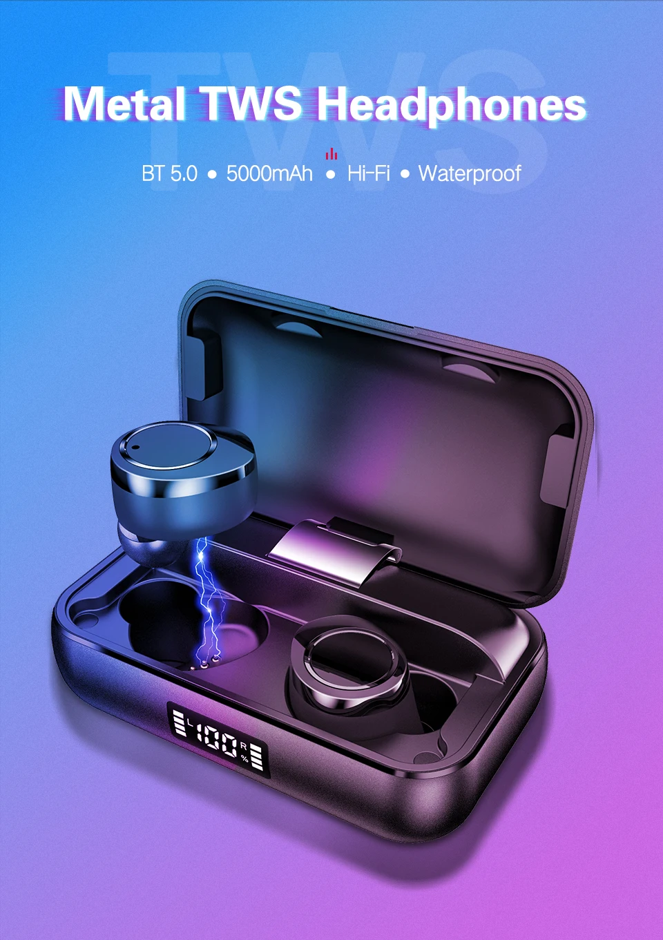 IPSKY X13 TWS Bluetooth V5.0 наушники 3D стерео Спортивные Беспроводные Наушники 5000 мАч Внешний аккумулятор с двойным микрофоном HiFi музыка