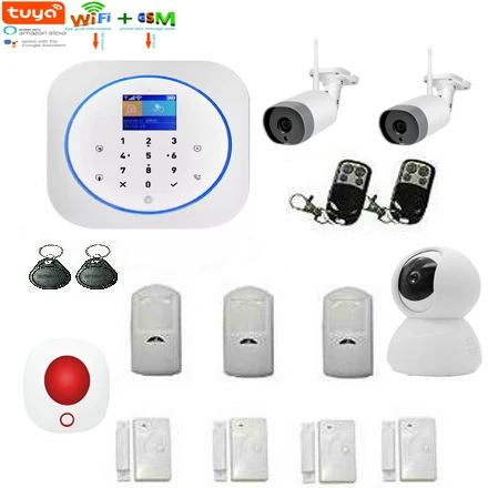

SmartYIBA Tuya APP Wireless GSM Home Anti-theft Security WIFI Alarm System RFID Touch Keyboard Siren PIR Sensor Remote Control
