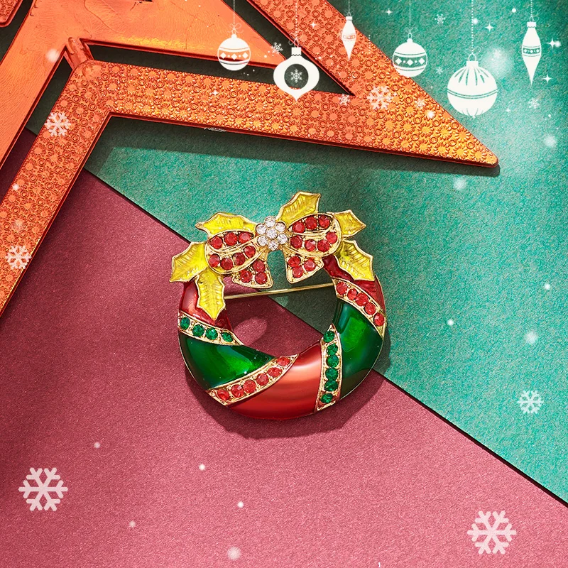 SHUANGR, новогодняя, Рождественская брошь, милая, модная, Санта Клаус, деревья, шляпы, сапоги, карета, стразы, металлическая брошь, ювелирное изделие