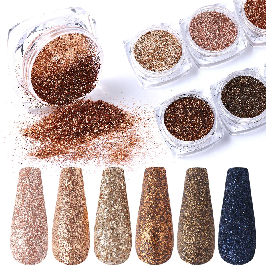 Rose Gold Dip Glitter Nail Sandy Powder Kit Sugar Sparkling Diamond Art Pigment Dust Charms Manicure Decoration BE1539-13-1 | Красота и