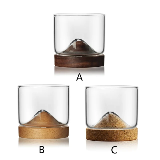 Houston - Wooden Base Whiskey Mountain Glass – Sugar & Cotton