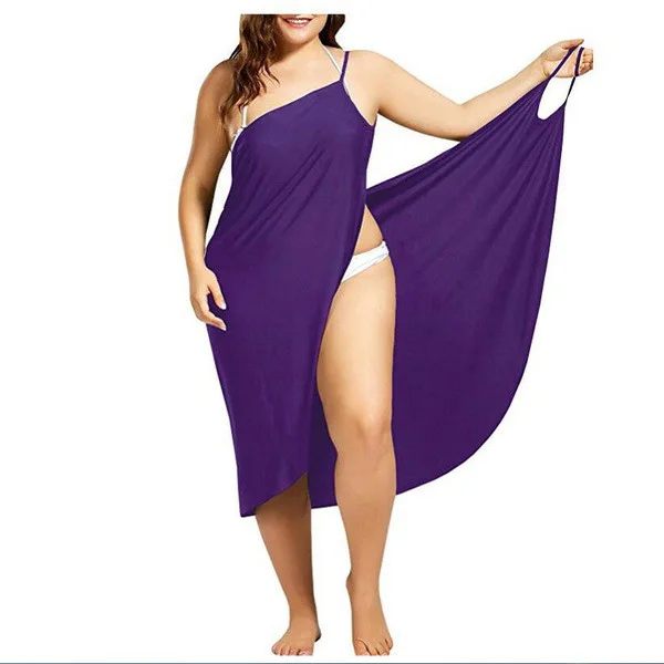 5XL Women Sexy Beach V-Neck Sling Dress 2021 Summer Towel Backless Swimwear Cover Up Wrap Robe Female Tropical Dresses Plus Size mini dress Dresses