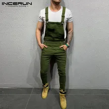 INCERUN, модный мужской комбинезон, Одноцветный, для бега, на подтяжках, с карманами, для фитнеса, уличная одежда, брюки, повседневный комбинезон, мужские комбинезоны, 5XL