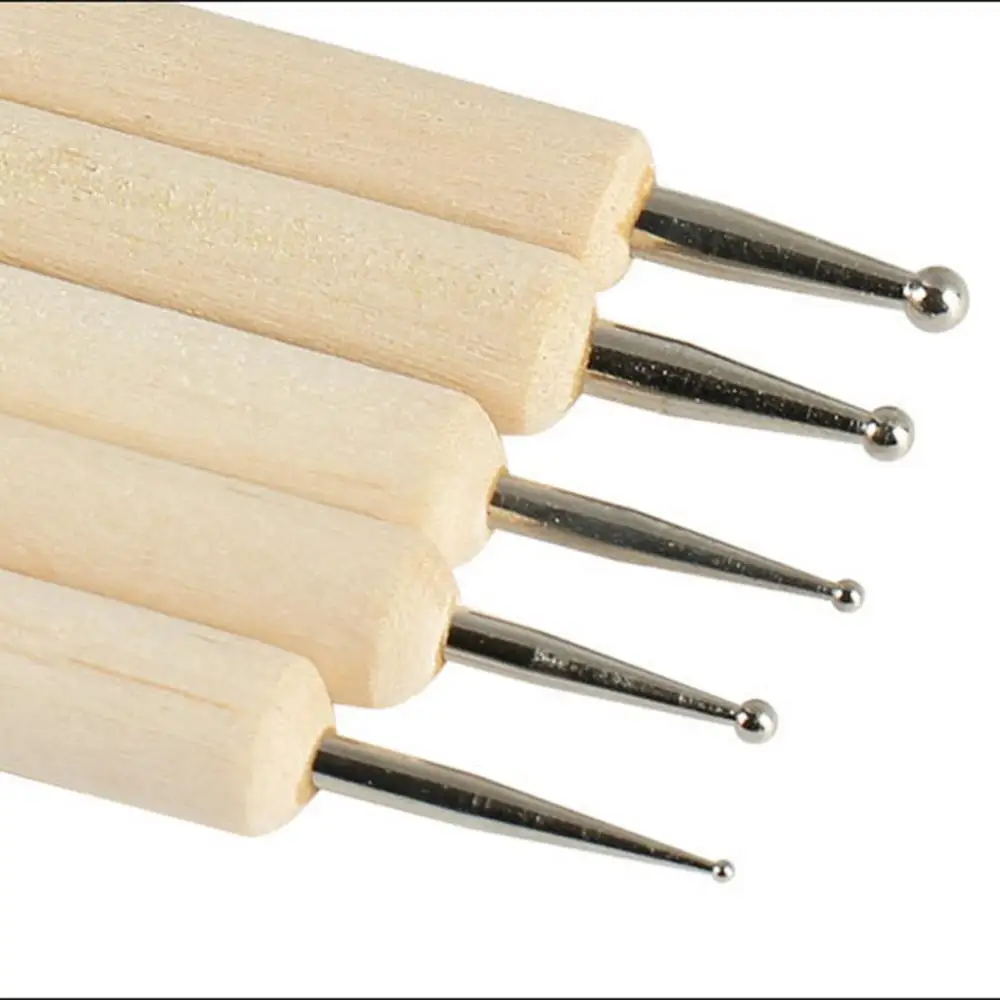 5Pcs/Set Wholesale Nail Art Dotting Pen Set Pro 2-Way Wooden Painting DIY Manicure Salon Decoration Dotting Tools 5