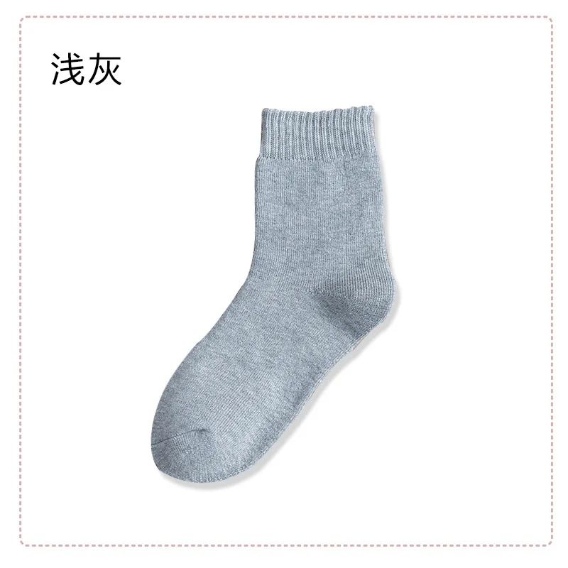 Light gray 5 пар носков женские зимние плюшевые теплые махровые носки хлопковые одноцветные Повседневные носки для улицы в стиле ретро, размеры 36-40 - Цвет: Light gray