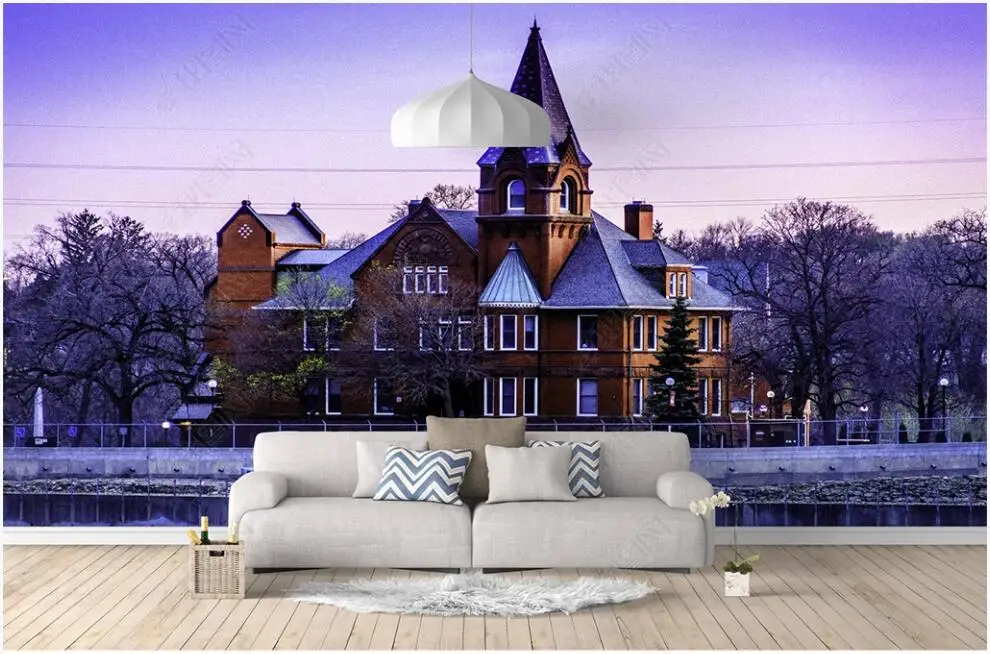 

3d photo wallpaper on the wall custom mural European-style castle purple beauty room decoration Wallpaper for walls in rolls