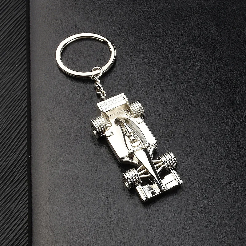 Portachiavi Auto Da Corsa F1 In Metallo Cromato | Ciondolo 3D 12x10x1 Cm - Regalo Per Appassionati Di Motori - Foto 3