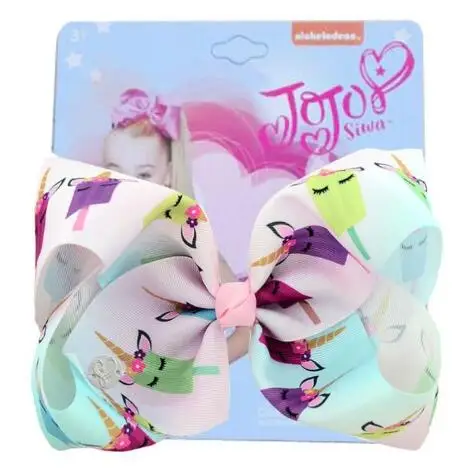color 2 Хит, 8 дюймов, заколка для волос с бантом в виде единорога, для девочек-подростков, с большим бантом, с рисунком из мультфильма, лента, эксклюзивные заколки для волос, аксессуары для волос - Цвет: color 2