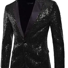 Черный украшенный Блейзер Для мужчин куртка заостренный лацкан блестящие расшитые блестками Для мужчин блейзер для ночного клуба хост сцена для свадебной вечеринки певцов пальто