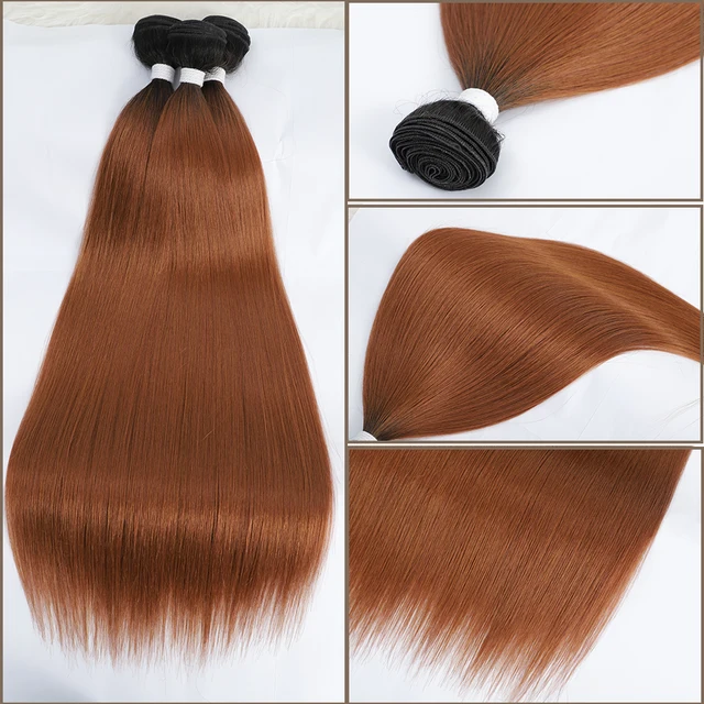 Bone Straight Hair Bundles Extensions Ombre Hair Bundles 28-36Inch Super Long Hair Synthetic Straight Hair Full to End 30