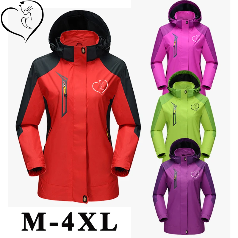 

Женская куртка с капюшоном и принтом сердечек и кошек, весенне-осеннее лоскутное пальто на молнии с длинным рукавом, ветрозащитное повседневное женское пальто