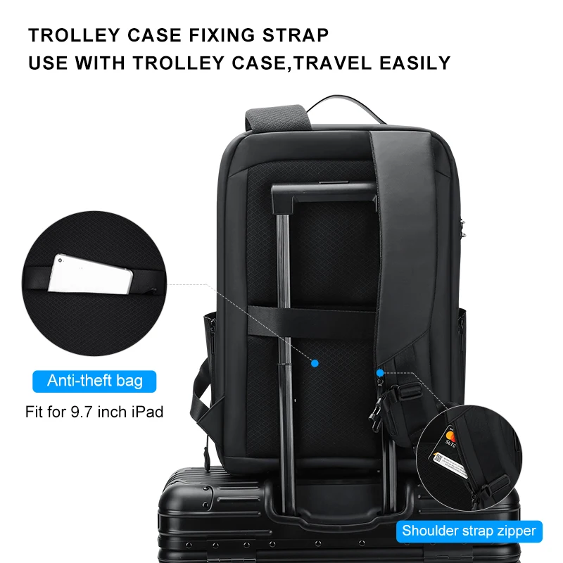 Fenruien New Men Backpack Fashion Waterproof School Travel Bag Backpack Anti-Theft Business Backpacks Fit For 17.3 Inch Laptop 5