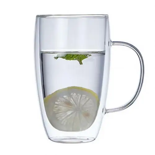 250/350/450ml прозрачный Стекло стакана воды Кофе кружка с двойными стенками Изолированные одной ручкой питьевой воды кран Стекло чашка для питья питьевой кружки вверх - Цвет: 450ml