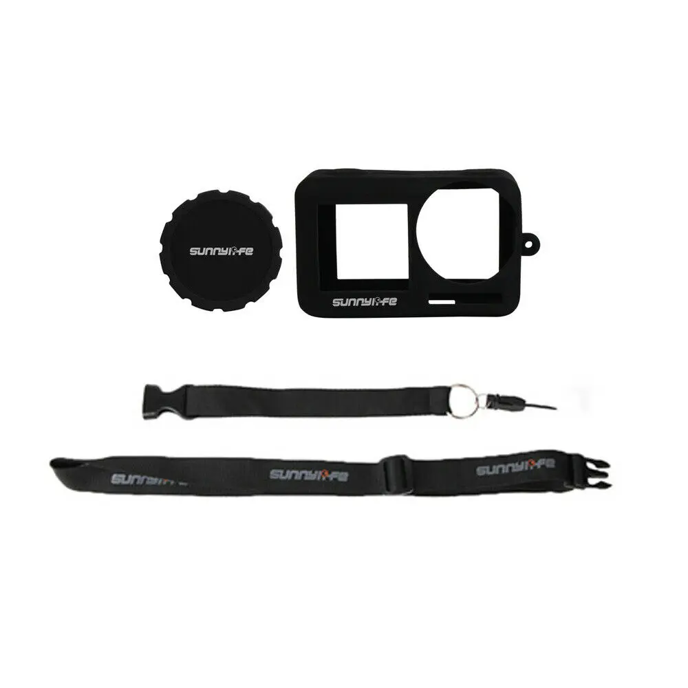 Black GAOHOU силиконовый чехол для DJI OSMO аксессуары для экшн-камеры защитный чехол крышка объектива с ремешком анти-потеря TY1283-TY1288 - Цвет: Black