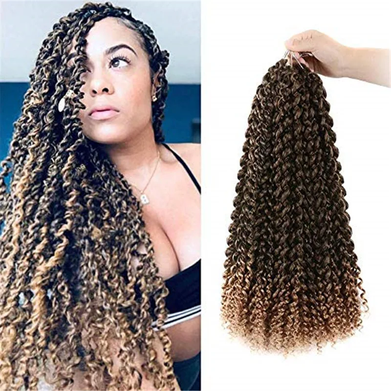 

Kong&Li 18inch 22strands/pack Long Passion Twist Crochet Hair Extensions Synthetic Water Wave Braid Hair Bohemia Crochet Braids