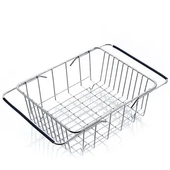 

Stainless Steel Sink Drain Basket Expandable Dish Drying Rack Rustproof Dish Drainer Fruit Bowl Holder Home Kitchen Kit