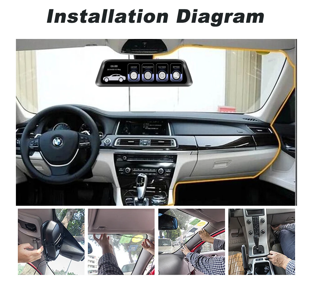 Car Stream Media Pro Stream RearView Mirror Car Dvr Camera FHD 1080P video recorder night vision dash cam driving recorder DVR best rear view mirror camera