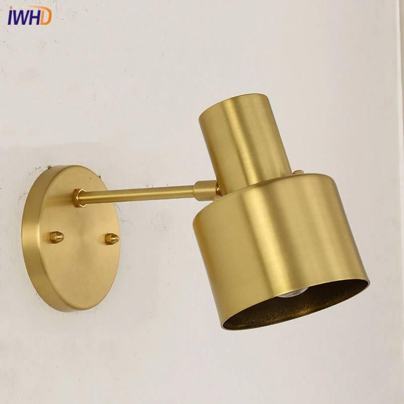 Brass Copper LED Wall lamp Modern Nordic Sconce Wandlamp E27 Simple Bedroom Bathroom Mirror Light Applique Murale Luminaire (5)