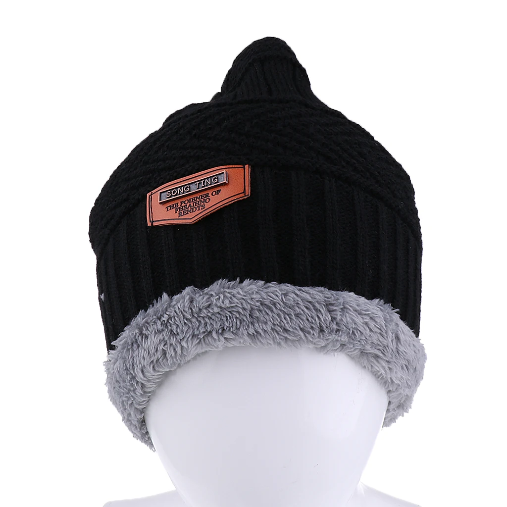 2PCS Men's Women's 2 Sided Beanie Winter Warm Knit Ski Knitted Scarf Hat Windproof Couple Hat Slouchy Hats with Pom Scarves