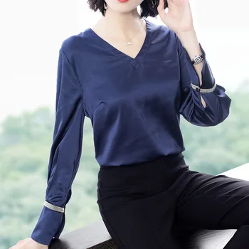

2020 Women Spring High Fashion Sexy V Neck Long Flare Sleeve Loose Blouses Shirts Bokep Indo Female Oversize Office Fomal Shirts
