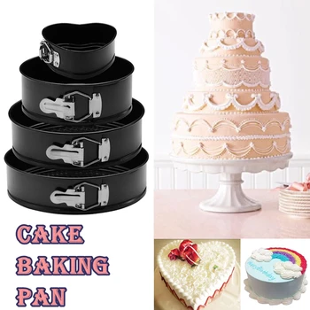 

3/4pcs set Round/heart Cake Baking Pan Carbon Steel Molds Non-Stick Springform Removable Bottom Bakeware Thick Kitchen Metal