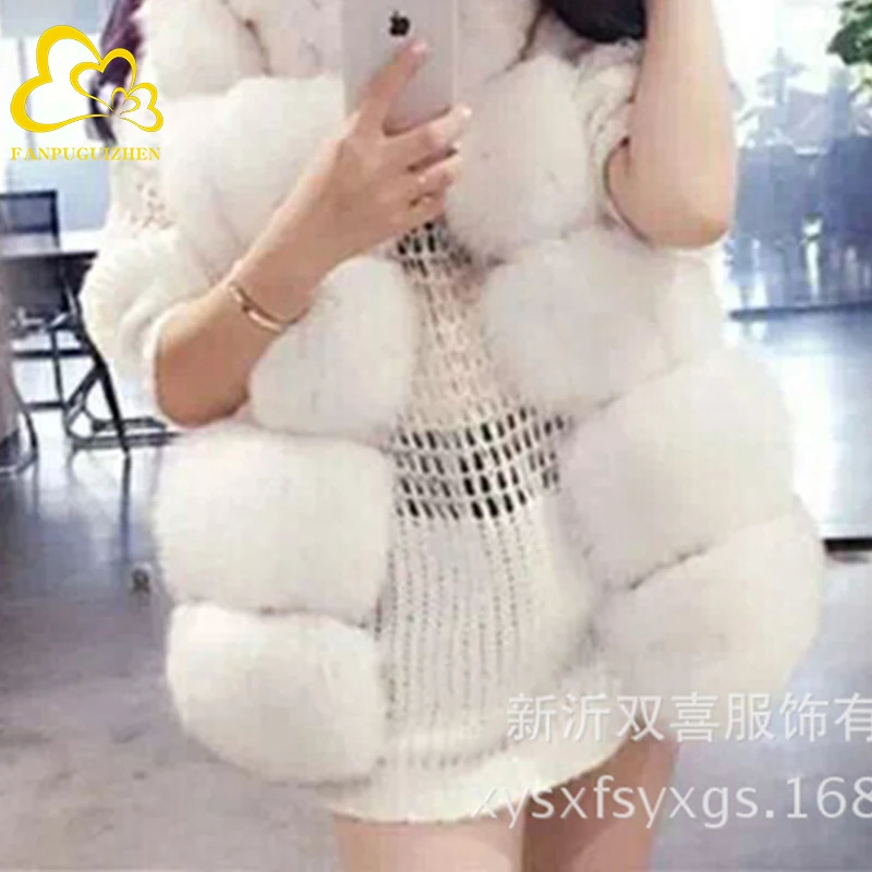 Faux Fox Fur Vest for Women, Warm Slim Top, Casual Fake Fur Jacket, Winter Sleeveless Coat, Fashion black white faux fur coat women casual zip hoody loose outwear winter women coat 2023 ladies very warm fluffy jacket fake fur