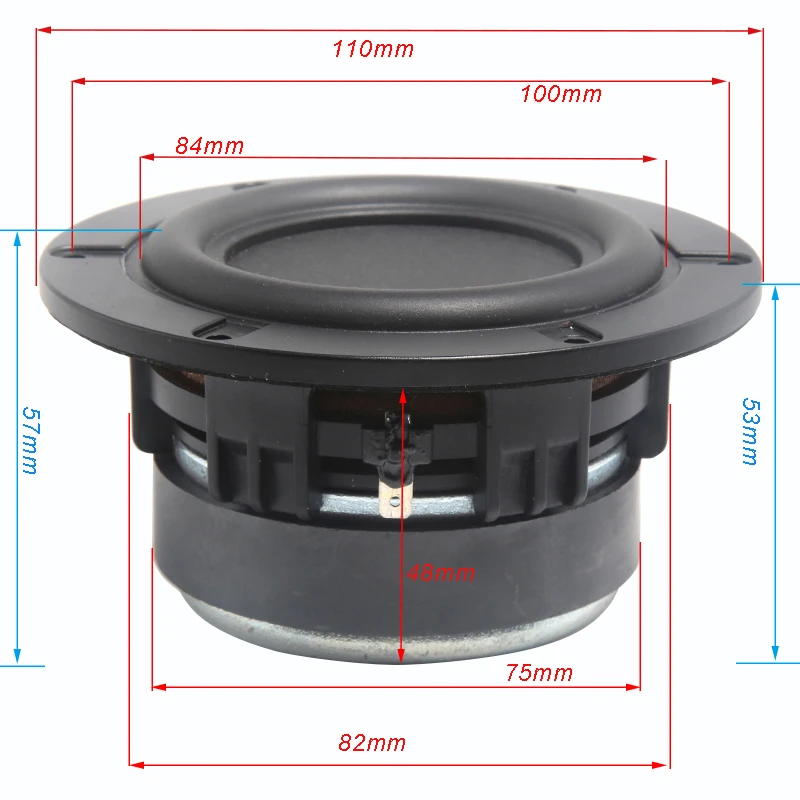 Full Range Speaker 4 Inch 60W 8Ohm Deep Woofer Speaker Treble Mid Range Bass Loudspeaker Car Subwoofer Home Theater 1Pc
