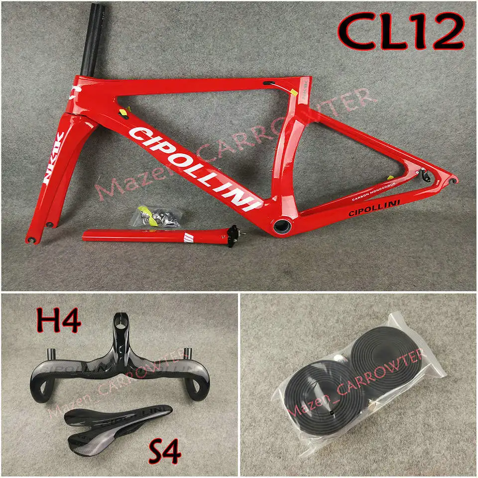Красный с белым логотипом T1000 3K Cipollini NK1K карбоновые рамы для дорожного велосипеда, руль, седло для бутылки, клетки 50 мм, карбоновые колеса A271, ступицы - Цвет: Package 3