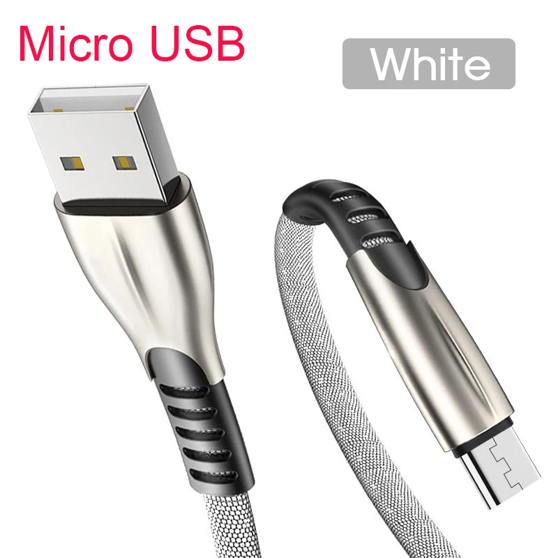 Белый Кабель micro usb 3A для Samsung Micro USB кабель для android-устройств для мобильного телефона xiaomi кабель для быстрой зарядки huawei micro-usb - Цвет: Белый