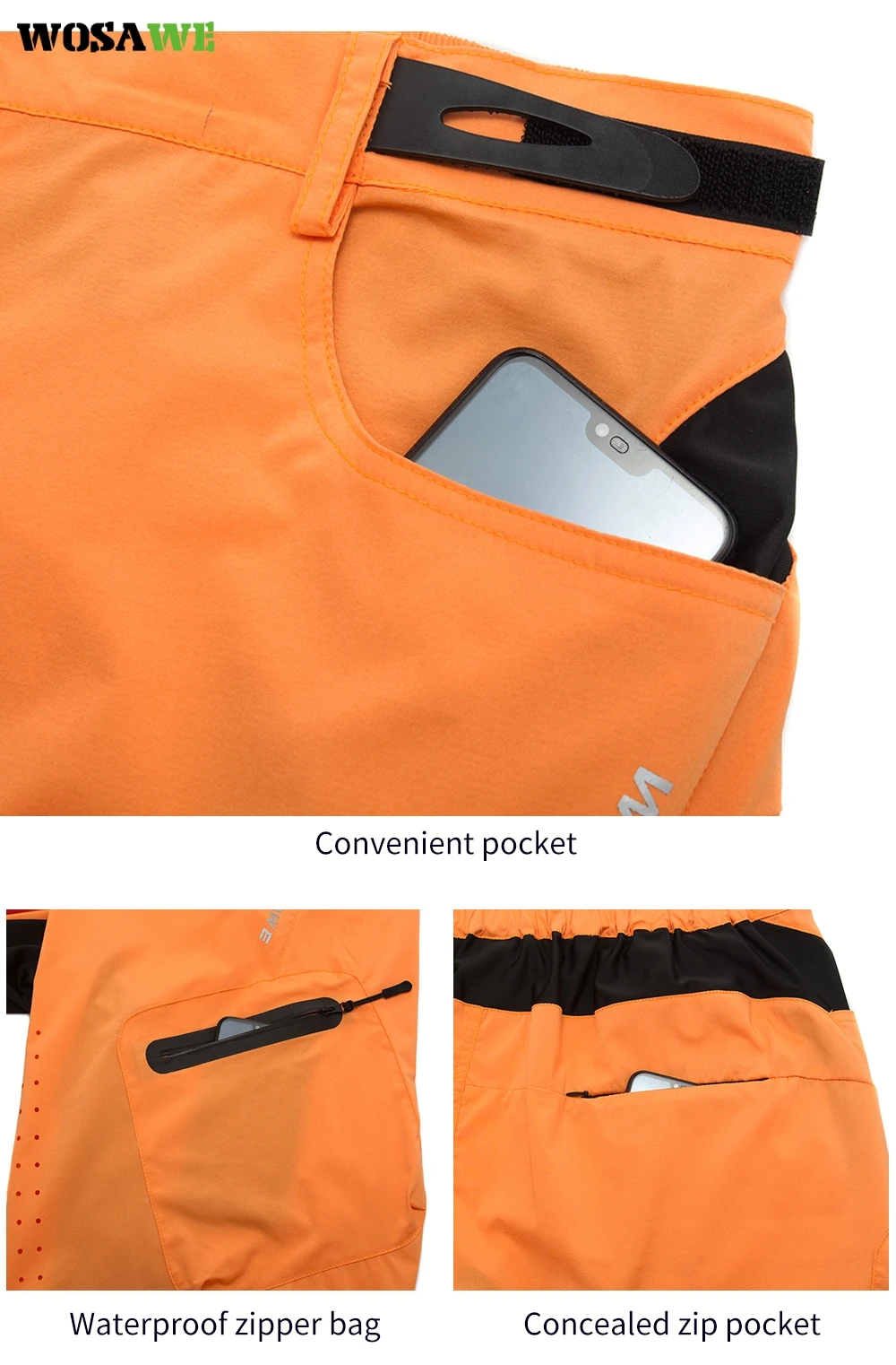 Мужские велосипедные шорты WOSAWE для горных велосипедов светоотражающие дышащие