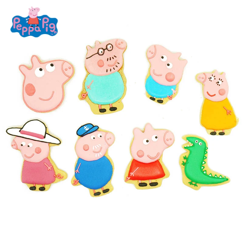 

8 models Christmas Peppa Pig figure model set of cookie cutters 3d cartoon cartoon skull mold plastic pressing fun baking cute