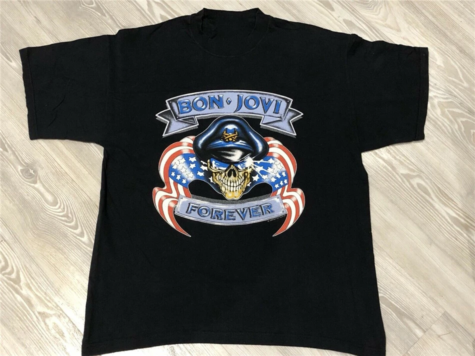 Футболка Bon Jovi Forever Euro Crush 2000 Tour Винтажная с рукавами 90 Xl футболка в стиле хип-хоп |