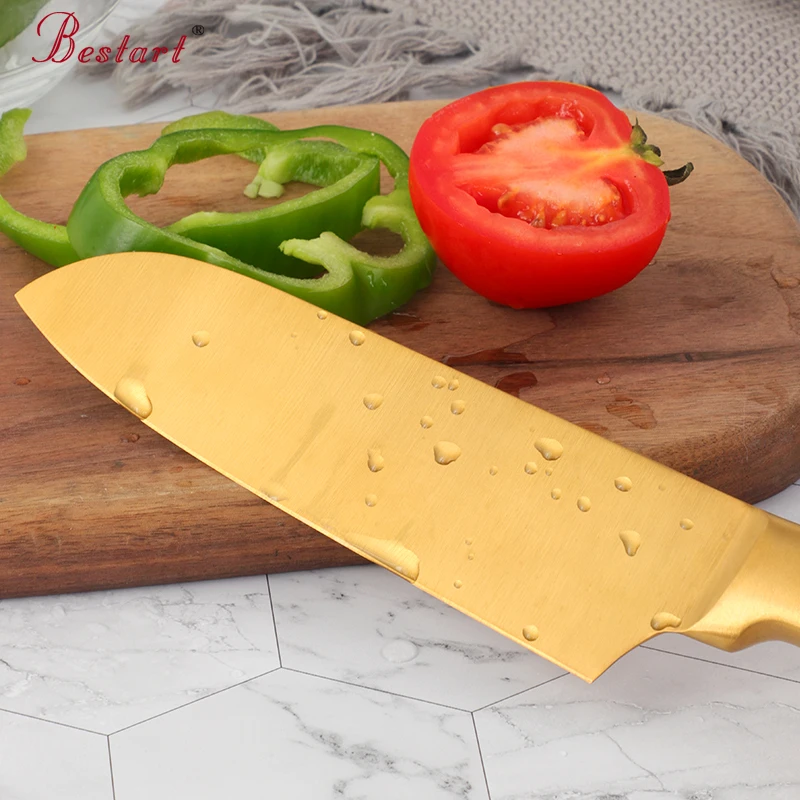 Kitchen Knife Stainless Steel Kitchen Knife Gold Colorful Boning Knife Home Gadgets Meat Vegetables Slicing BBQ Knives Kitchenware