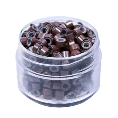 Brown 500Pcs 5 Colors Micro Hair Dreadlock Beads Dread Braids For Hair Styling Accessories Aluminum Adjustable Cuffs Clips - Цвет: Brown
