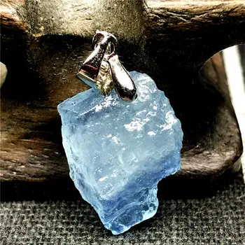 

Natural Ocean Blue Aquamarine Stone Pendant Jewelry For Woman Lady Men Clear Silver 16x12x6mm Bead Gemsotne AAAAA Drop Shipping