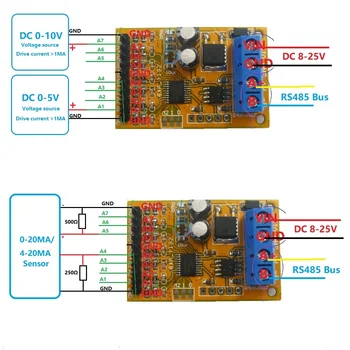 

7ch 5V 10V Analog Voltage acquisition Sampler RS485 ModBus RTU Module for PLC Oscilloscope ADC 4-20ma Sensor