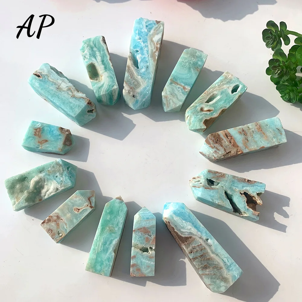 Mini Bacchetta Di Cristallo Naturale A Punta Di Minerale Primario Decorazione Di Energia Della Colonna Tetraedrica Di Calcite Dei Caraibi