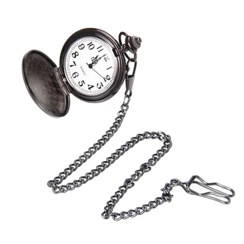 

Smooth Surface Quartz Analog Pocket Watch W/ Chain Skeleton Dial Watch