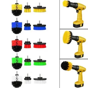 

3pcs/set Drill Power Scrub Clean Brush Electric Drill Brush Kit With Extension For Grout, Tiles,Bathroom, Kitchen & Auto