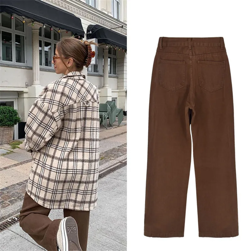 Winter Straight Jeans Women Denim Fashion Casual Korean High Waisted Sexy Vintage