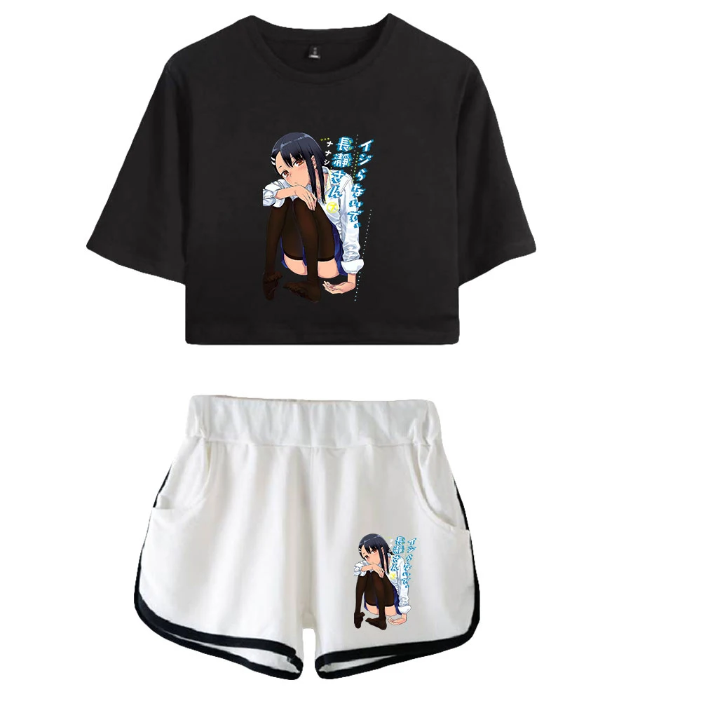 

nagatoro Print Summer Women/Girl Sets Sexy Short Tops+shorts Elastic Waist Kawaii Suits Two Piece Sets Streetwear