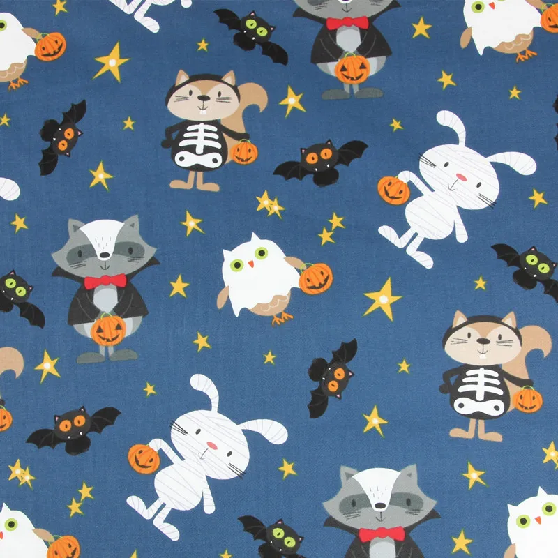 Пол ярда Хэллоуин ветер мультфильм животных печати хлопчатобумажная ткань для ручной работы DIY одежды платье детская одежда хлопок CR-154