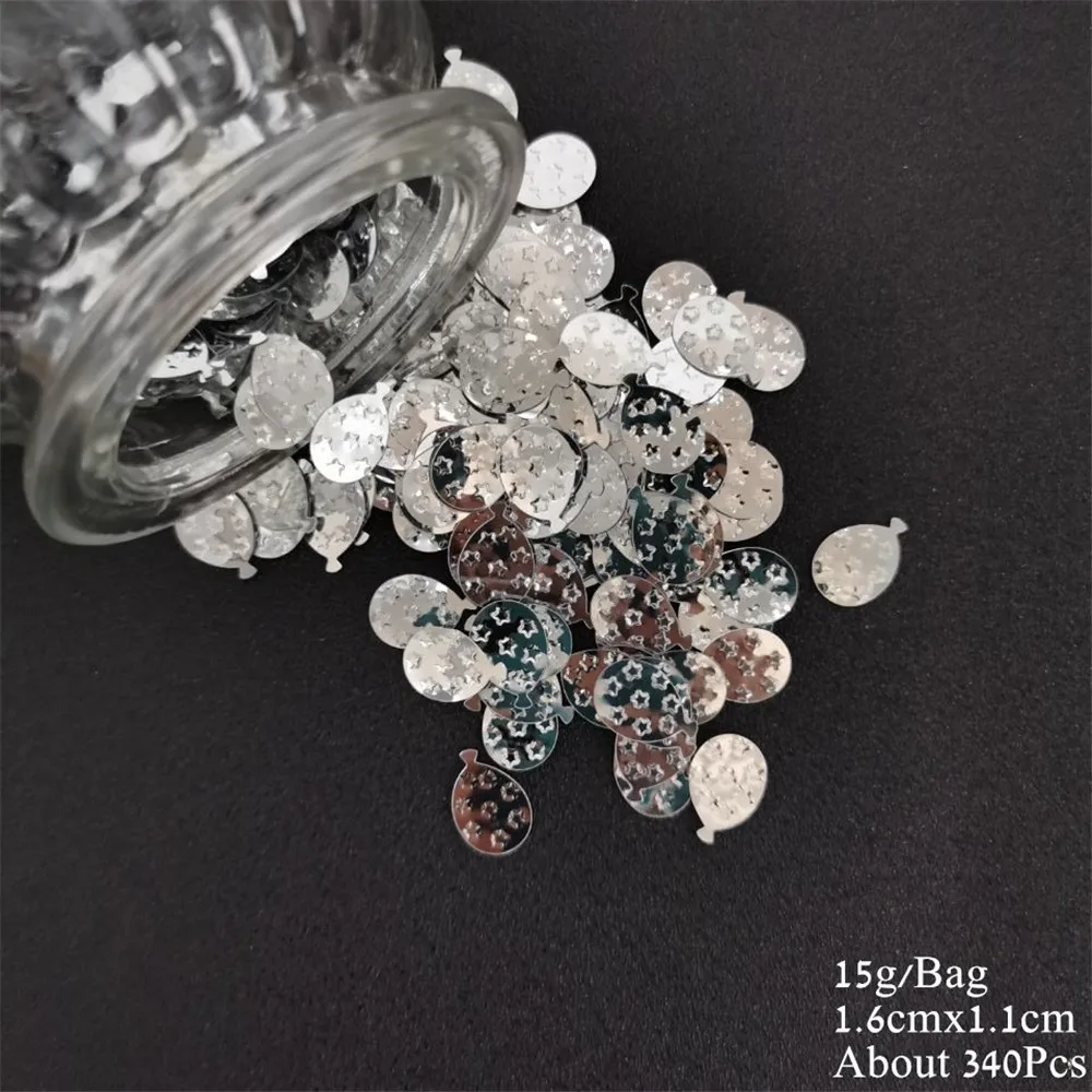 Silver Balloons 15 г детское украшение для праздничного стола конфетти-блестки это мальчик девочка 1 день рождения коляска бутылка Ангел Confett день рождения принадлежности - Цвет: Silver Balloons