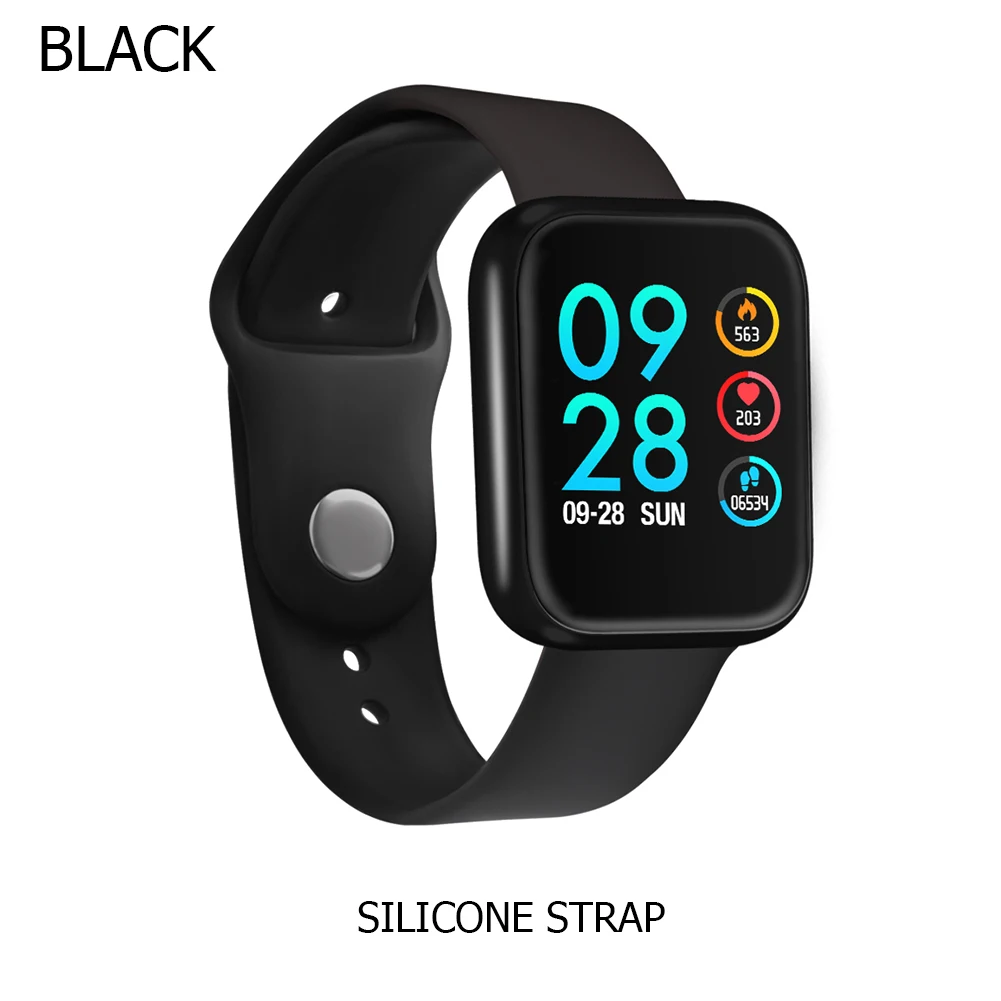 black silicone P70 Смарт часы кровяное давление монитор сердечного ритма Водонепроницаемый Фитнес браслет часы для женщин и мужчин Smartwatch для IOS Android - Цвет: black silicone