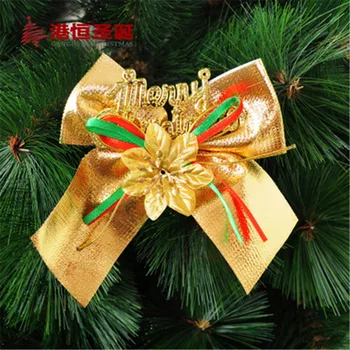 Nowa ręcznie błyszcząca świąteczna dekoracyjna kokarda zawieszka na choinkę kokarda świąteczny dodatek na imprezę Home Decor tanie i dobre opinie GH-PHD012 Tkaniny 10cm 35g pc