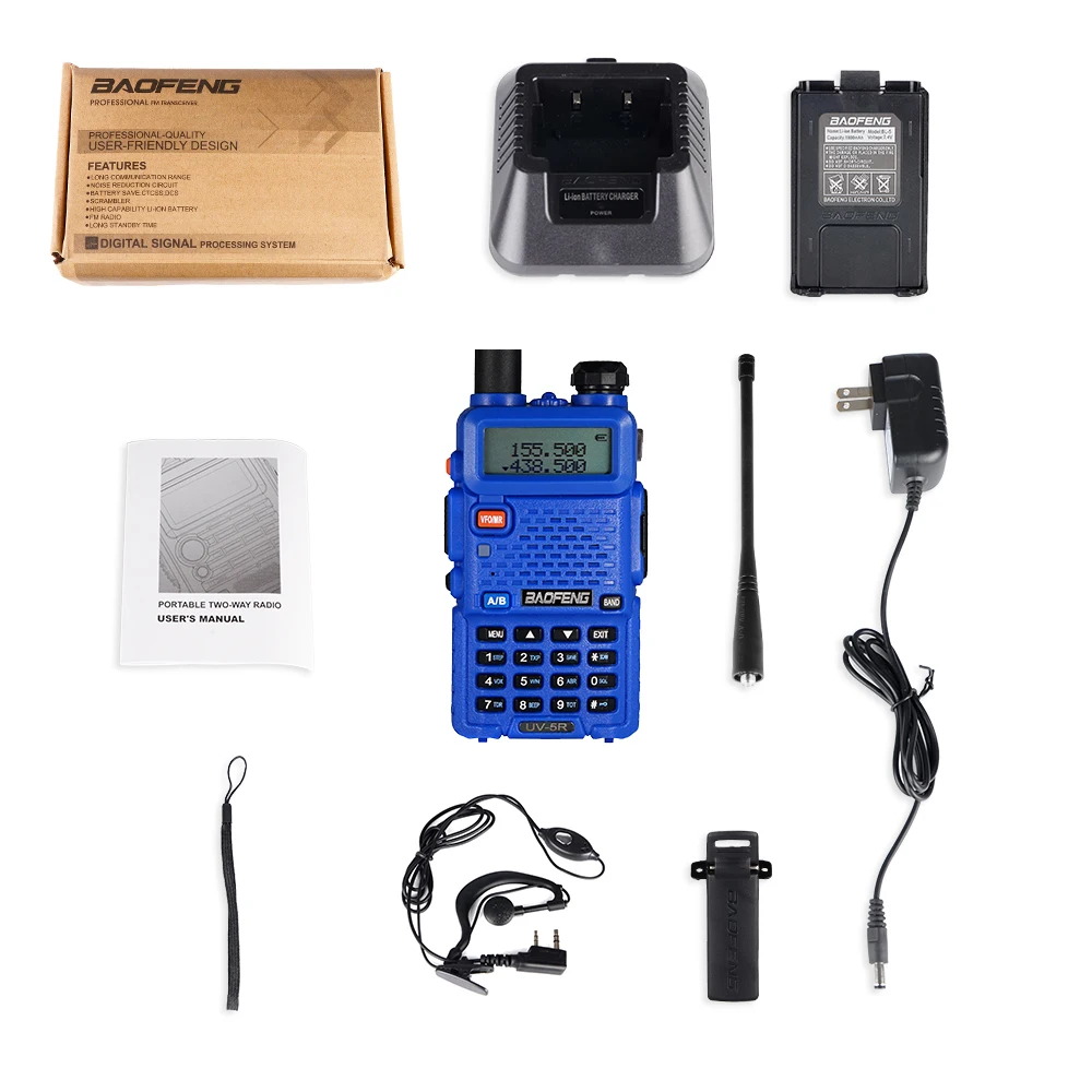 Blue With Box Baofeng UV 5R рация портативная CB радиостанция Двухдиапазонная UHF VHF охотничья радиостанция 5 Вт HF трансивер UV5R двухстороннее радио - Цвет: Blue With Box