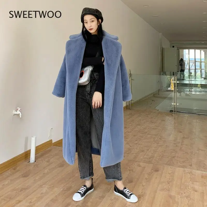 2021 Fashion Winter Women Fur Jacket 5Xl  Loose Long Fur Overcoat High Imitation Lamb Wool Thick Warm Female Coats