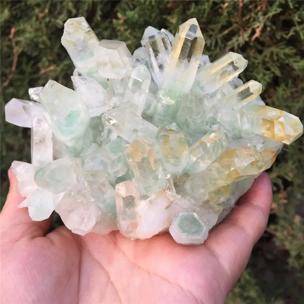 1 шт. натуральный зеленый Ghost Phantom Quartz кристалл кластера Исцеление образец отправлен случайным образом