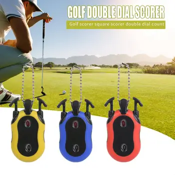 

ABS Portable Dual Dial Scorer Golf Stroke Shot Putt Score Counter Fashionable with Keychain Necessary Outdoor Golf Supplies